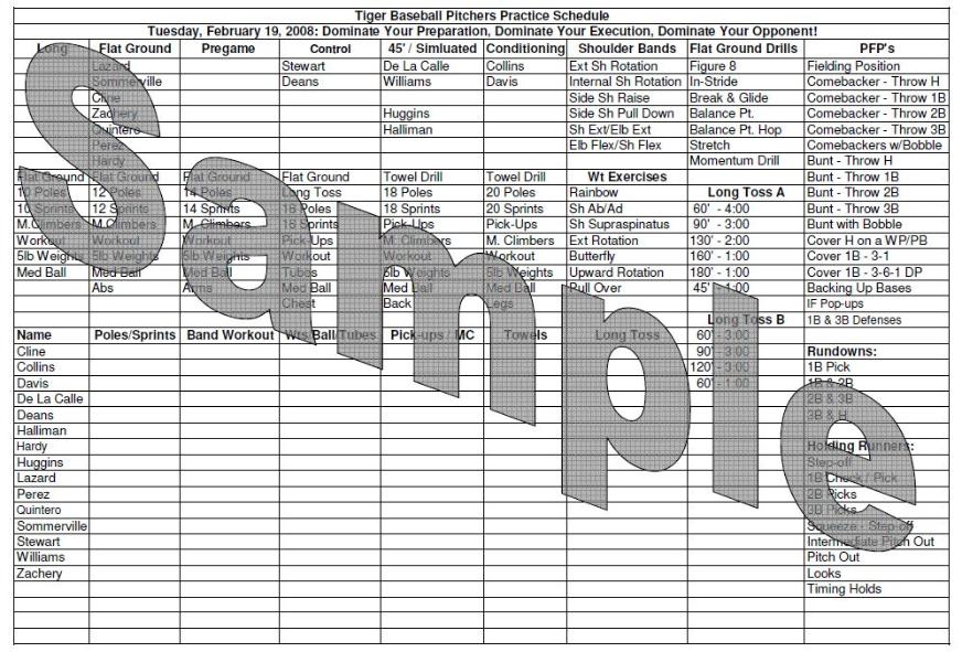 Baseball Pitching Chart Template HQ Template Documents